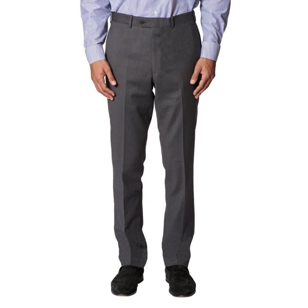 JB Britches Men's 30x30 Wool Blend Dress Pants Gray Flat Front G1867